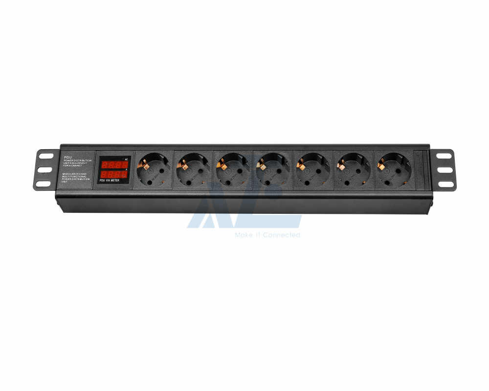 1U 19" Euro PDU 7 Port Germany Socket Rack Power Distribution Unit