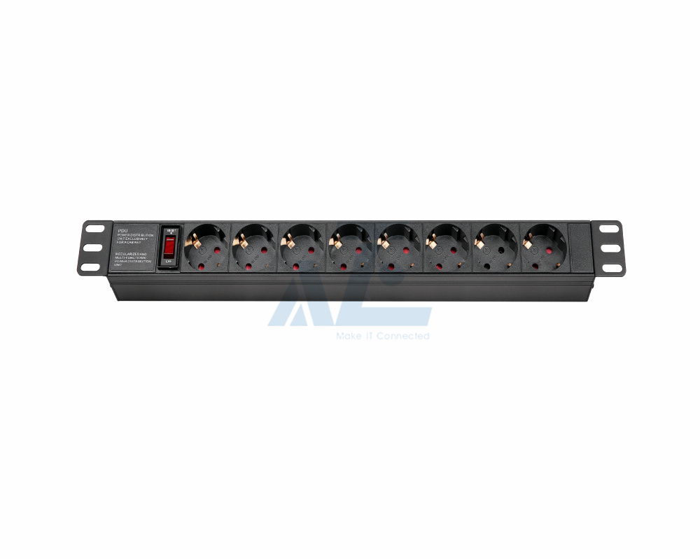 19 Inch 8 Ways Germany Type PDU 250VAC Power Distribution Unit